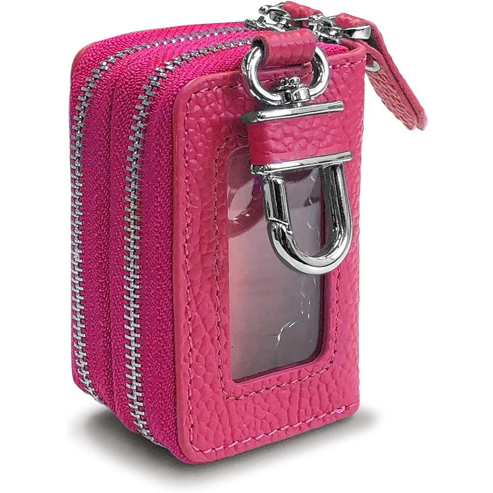 [AWESOME] Smart key case Double zipper type with clear windows on both sides Pink ASK-2CMW005