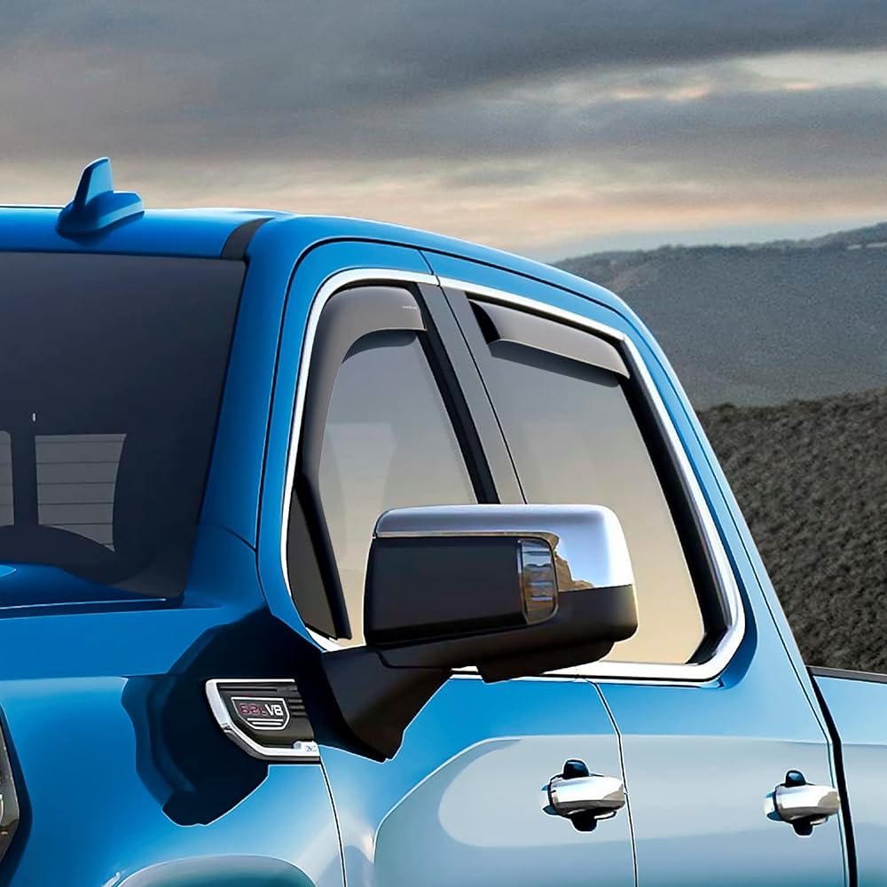 GOODYEAR Shade prevention Channel Windowy Director Track GMC Sierra 1500 2019-2023 Crew Cub Rain Guard Window Vizer Vent Dimp Dimon Track Accessories 4 GY003415LPV