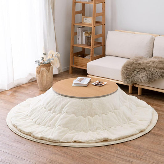 Hagiwara Kotatsu Futon, Ivory, Approximately 190cm in diameter, "Meringue Touch", Machine washable, Flannel fabric, Dull color