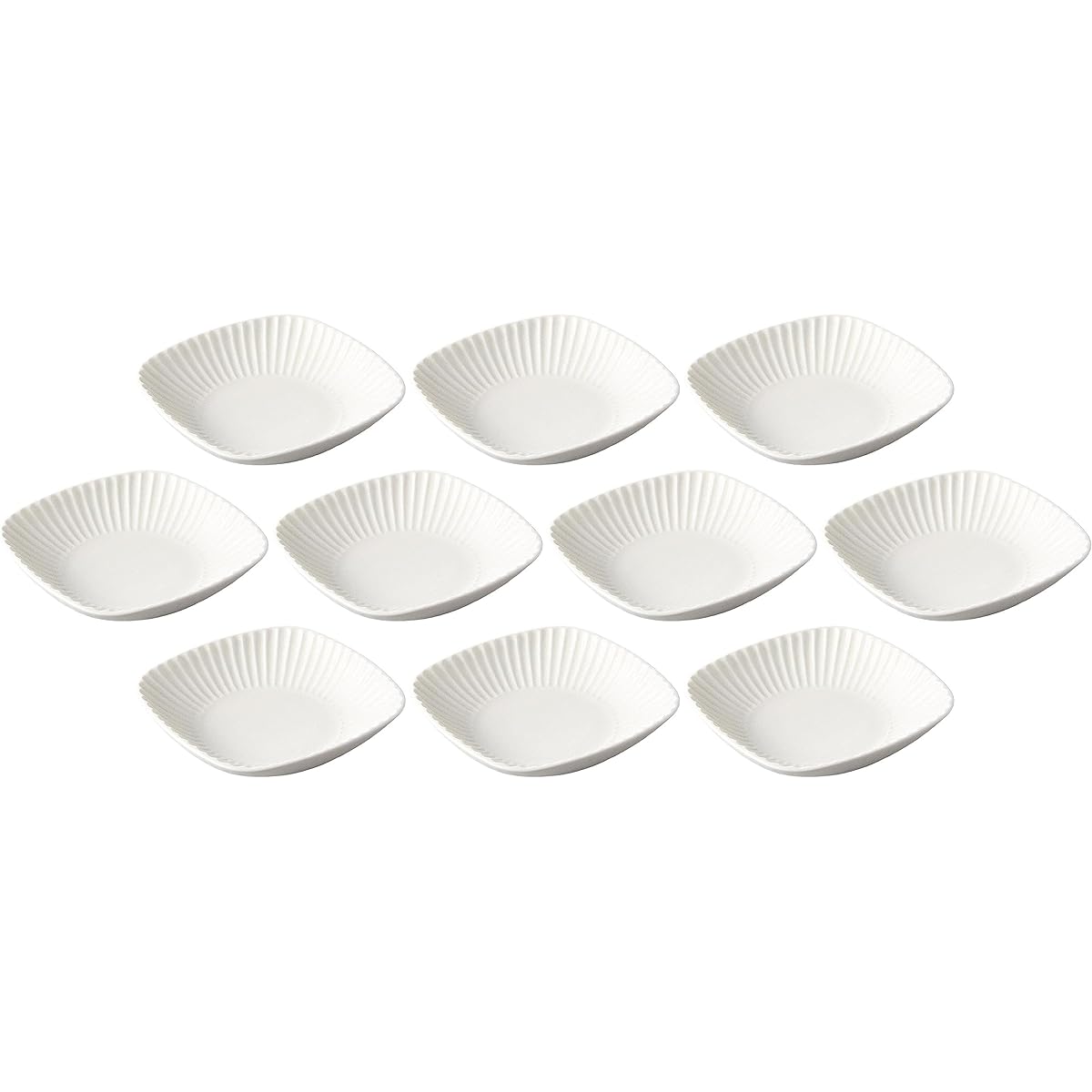 Set of 10 white sogi square bowls [19×19×4.2cm] [Square bowls]