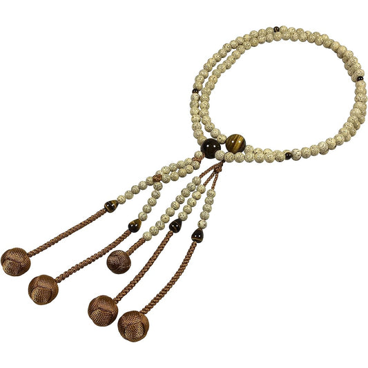 Umetake Baichiku (free repair within 1 year) Genuine mala beads Soka Gakkai mala beads for men 1 shaku Hoshizuki Bodhi + Tiger Eye Stone Brown Odamaki Brahma Bead bag included!