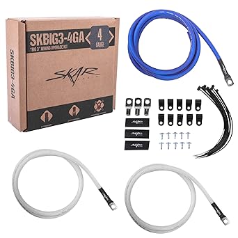 Skar Audio 4 Gauge OFC Big 3 Complete Upgrade Electrical Wiring Kit SKBIG3-0GA