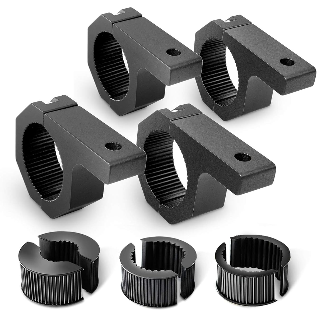 NILIGHT -90021D Mounting Bracket Kit 4 pieces LED Off -Road Light Horizontal Burtube Clamp Roof Roll Cage Holder Black