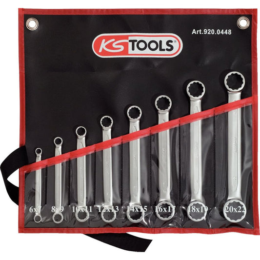 KS TOOLS ULTIMATEplus Double ring ended spanner set straight 8 pcs 920.0448