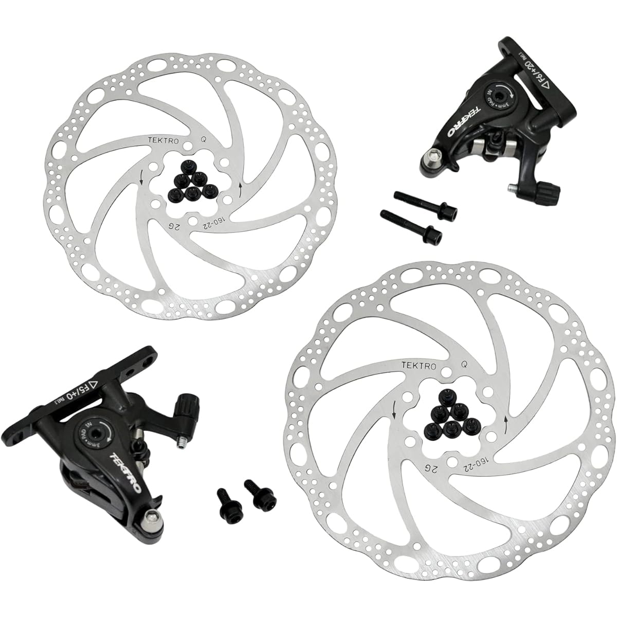 TEKTRO MD-C550 Road Flat Mount Mechancial Disc Brake Set 160mm Rotors, Front and Rear, MH1849