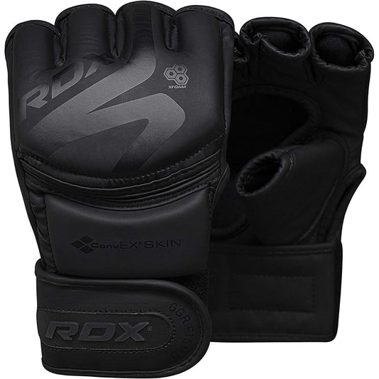 RDX Open Finger Gloves Mixed Martial Arts MMA F15 (Matte Black, XL)