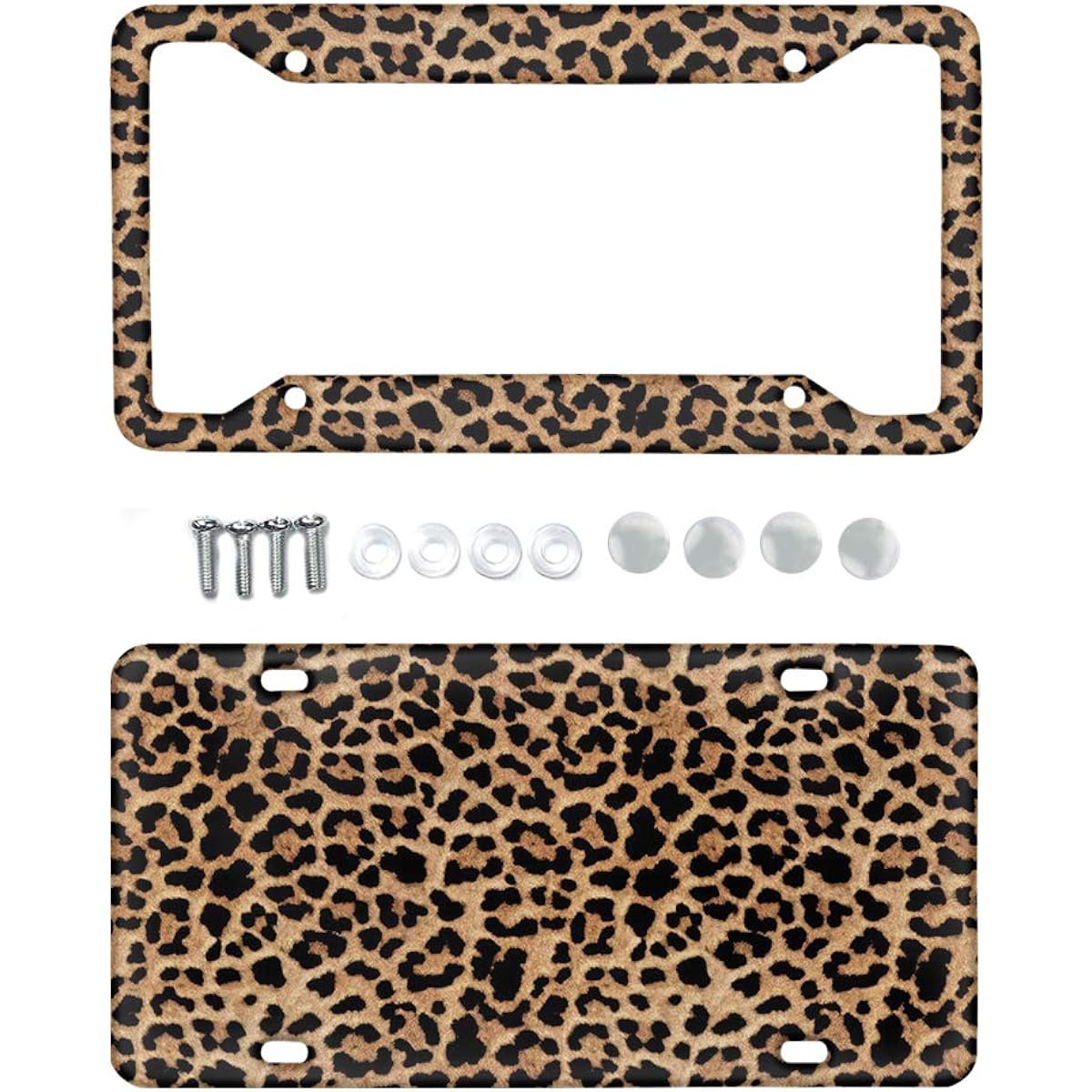 JIUEUUT Brown Bowlic Pattern Animal Print Aluminum Metal Remaging Plate Cover Remember Wild Chi -Tar Exterior Accessories 2 Durable