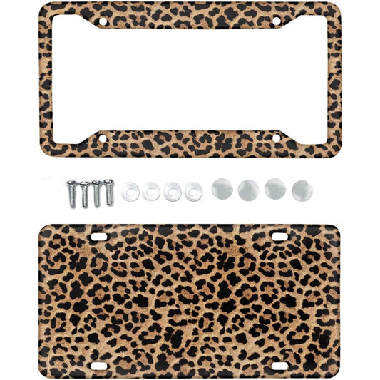 JIUEUUT Brown Bowlic Pattern Animal Print Aluminum Metal Remaging Plate Cover Remember Wild Chi -Tar Exterior Accessories 2 Durable