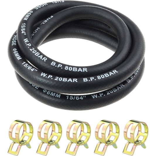 Zemoner 1/4" Fuel Line 3.28ft with 5 Hose Clamps for Small Engines Mini Motors Autos