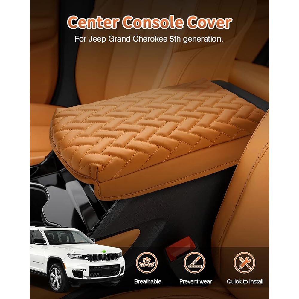 SHADEMAX Custom Fit Center Console Cover Joup Grand Cheroke L 2021 2022 2023 Arm Rest Cover Center Console Pad PU Leather Arm Rest Seat Cover Protector