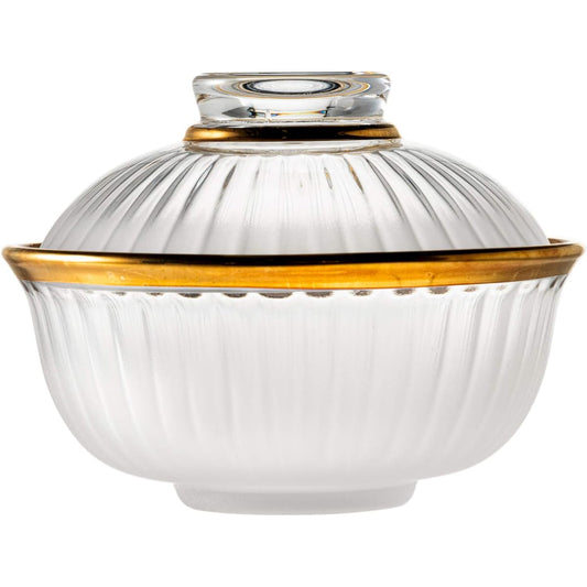 Aoyama Glass Glass Storage Container with Lid Small Bowl with Small 12cm Tokusa Matte Gold Made in Japan AMG-TKFKG