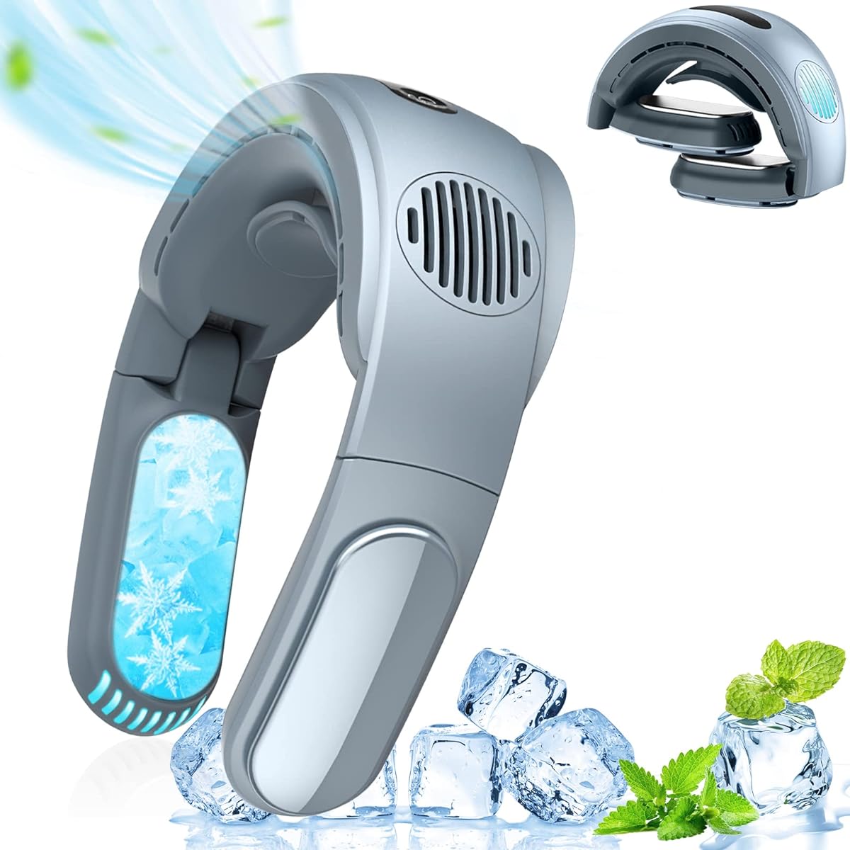 "Summer 2023 Improved" Neck Cooler, Cooling Plate, Neck Fan, Foldable, Instant Cooling, Neck Fan, No Blades, Powerful, Neck Cooler, USB Rechargeable, 5000mAh, Long Continuous Operation, Heat Stroke Prevention (Blue)