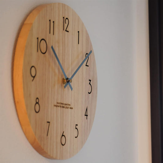 Wall Clock, Natural Wooden, 30cm, Stylish, Analog, Silent Movement, Interior, Living Room, Bedroom, Office, Designers, DEMI LOUS Authentic Product (Standard Design)