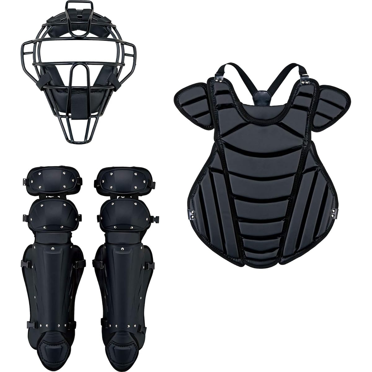 ZETT BL1422 Hard Baseball Catcher's Gear Catcher Protective Gear 3 Piece Set with Exclusive Storage Bag