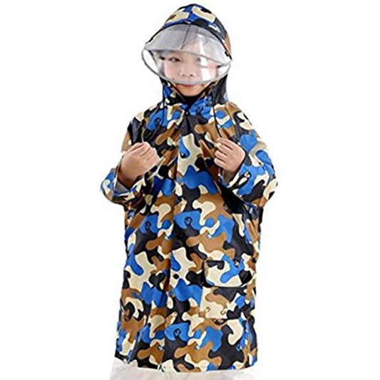 [GRACEZING] Raincoat, Poncho, Coat, Rain Wear, Rain Gear, Camouflage Pattern, Oxford Cloth, PVC Adhesive, For Children, Boys, Girls, Full Body Cover Set, Bag, Bag Position, Water Repellent, Rainy Season, Commuting to School, Walking, Fishing, Bicycle, Mo