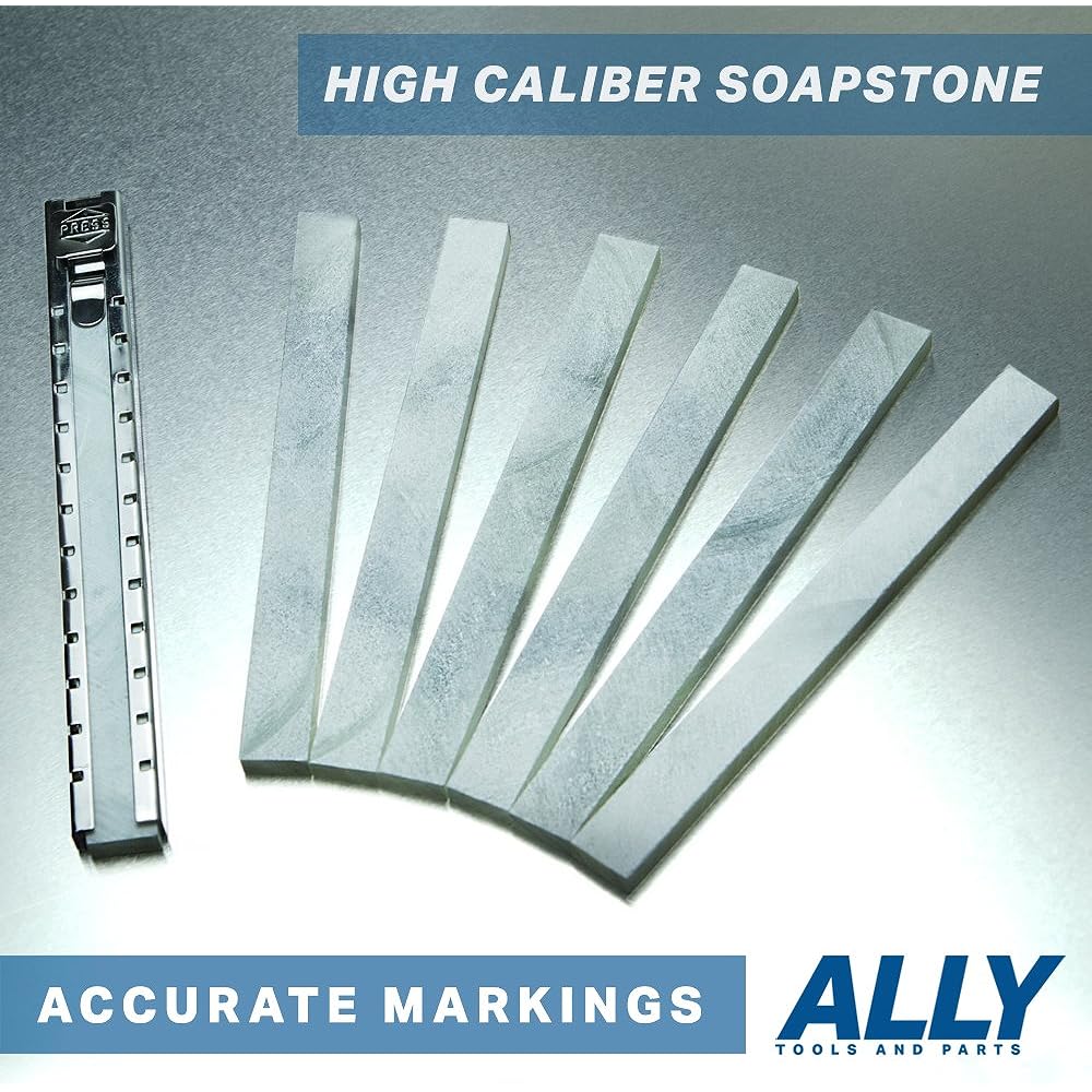 ALLY Tools Flat Soapstone Holder with 7 Flat Professional Quality Soapstone Pens for Welding and Welders Perfect for Making Removable Markings on Steel, Aluminum, and Cast Iron