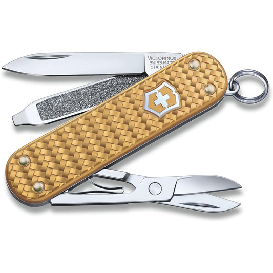 VICTORINOX Classic Precious ALOX Collection All 5 Colors Swiss Army Knife Multifunctional Knife Outdoor Camping Scissors with Flathead Screwdriver Equipped with Nail File Swiss Made Multi Tool with 5 Functions Small Compact Lightweight Easy to Carry [Dom