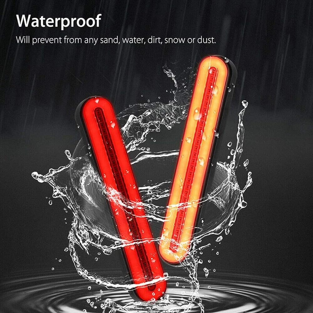 2 packs 9 inch LED trailer tail light bar + brake to + blake -size assembly identification red & amber sequential strip light waterproof track pickup SUV RV RV RV van