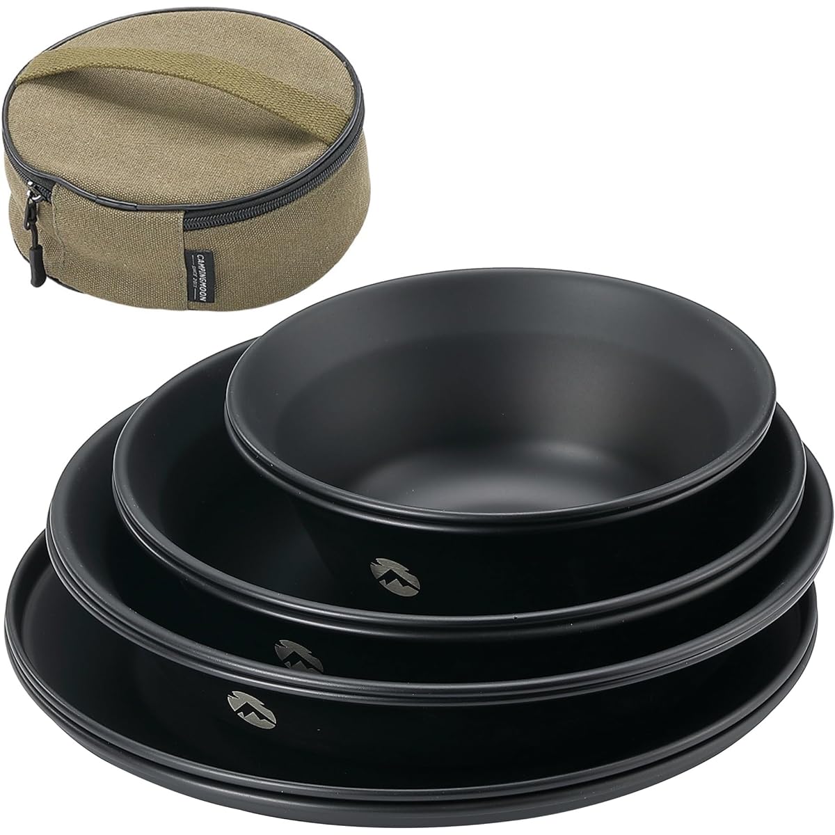 CAMPING MOON Tableware Camping Plate Stainless Steel Tableware Set with Canvas Case Black Gear BKS395