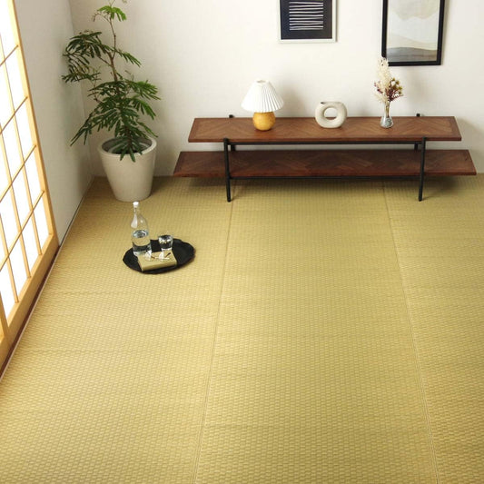 Ikehiko Corporation Rush Rug Carpet Plain Natural Approximately 261 x 352 cm Edoma 6 Tatami Domestic Lattice Simple Hanagoza Yearly All Seasons Overlay Cover #8850636