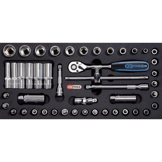 KS TOOLS CHROMEplus socket set 3/8" 46 pcs 1/3 system insert 818.1308