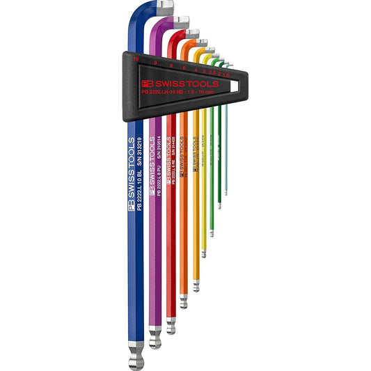 PB SWISS TOOLS Multi-Angle Rainbow Hex Wrench Set 2222LH-10RBCN