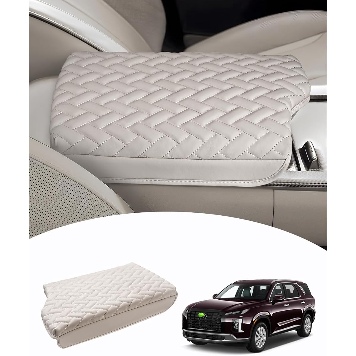 Shademax Custom Fit Center Console Cover HYUNDAI PALISADE 2020 2021 2022 2023 Arm Rest Cover Center Console Pad PU Leather Arm Rested Seat Box Cover Protector PALISADE Accessories Wrist