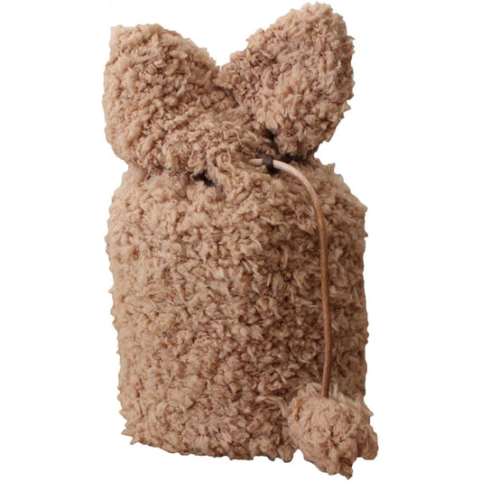 Urn cover, single item, fluffy, 3.5 inches, with ears and tail, boa material, bone bag, cover bag (brown)