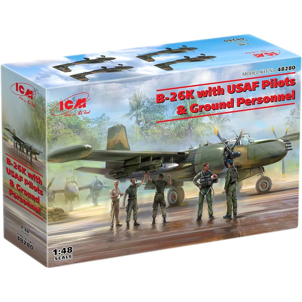 ICM 1/48 US Air Force B-26K Counter Invader w/USAF Pilot & Crew Plastic Model 48280 Molding Color