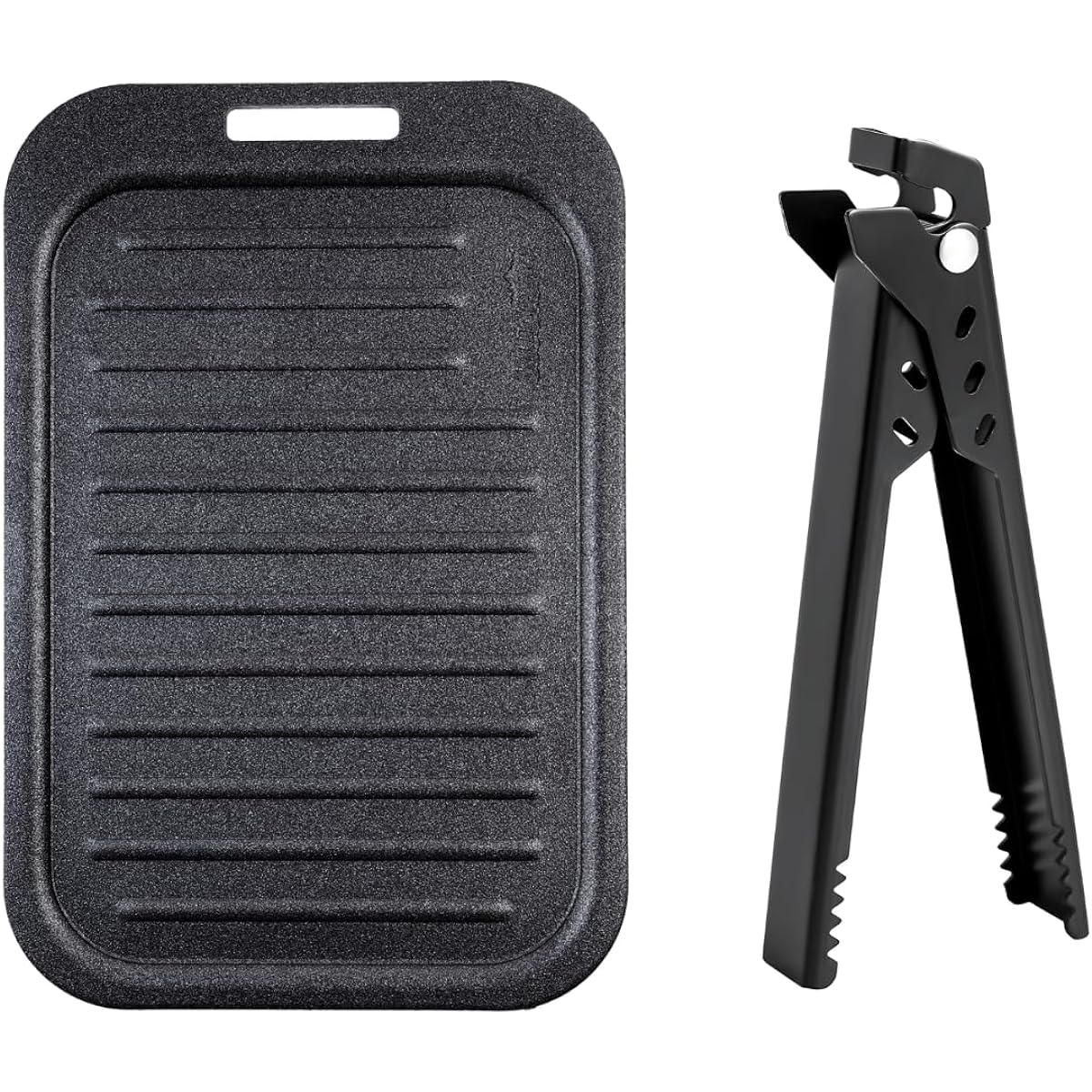 MiliCamp Extra Thick Iron Plate SOLO Teflon Treated Grill Plate Large Mestin Perfect Yakiniku Plate (Handle and Storage Bag Included)