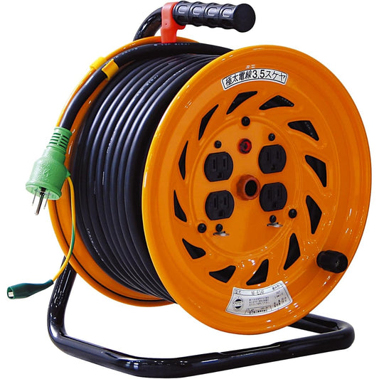 Nichido Kogyo Electric Drum 100V Indoor Type with Ground Extra Thick 3.5mm2 Electric Wire 30m NF-E34F