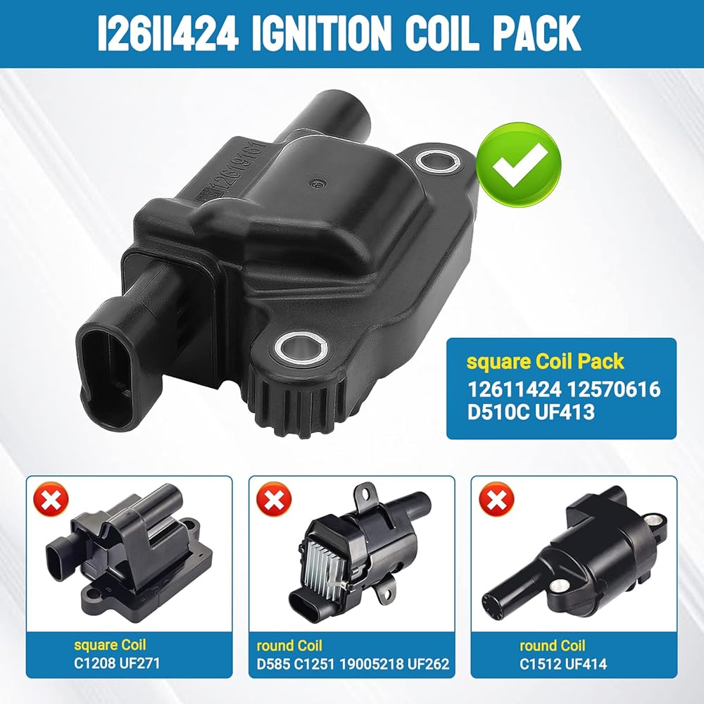 Yikesai men 12611424 Ignition Coil Pack 5.3 Liter 6.0 Liter V8 Engine G8 Grand Prix H3 Tahoe Yukon Silverado Inpara 8 Pack