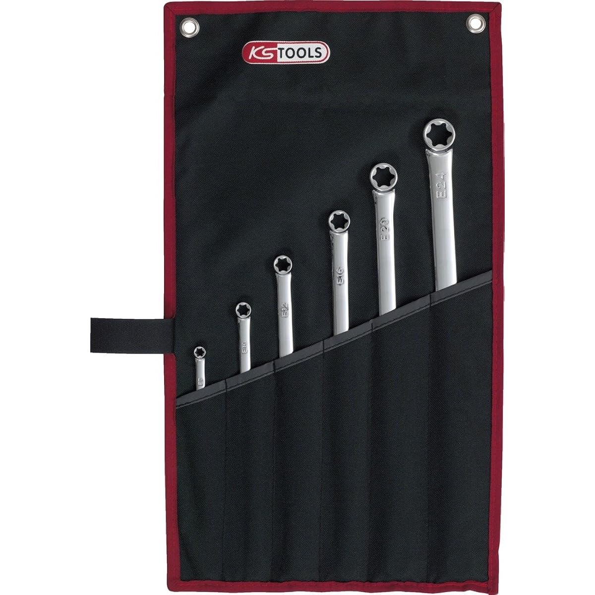 KS TOOLS CHROMEplus Double ring spanner for TX E-Profile 6 pcs extra long 518.0930