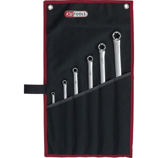 KS TOOLS CHROMEplus Double ring spanner for TX E-Profile 6 pcs extra long 518.0930