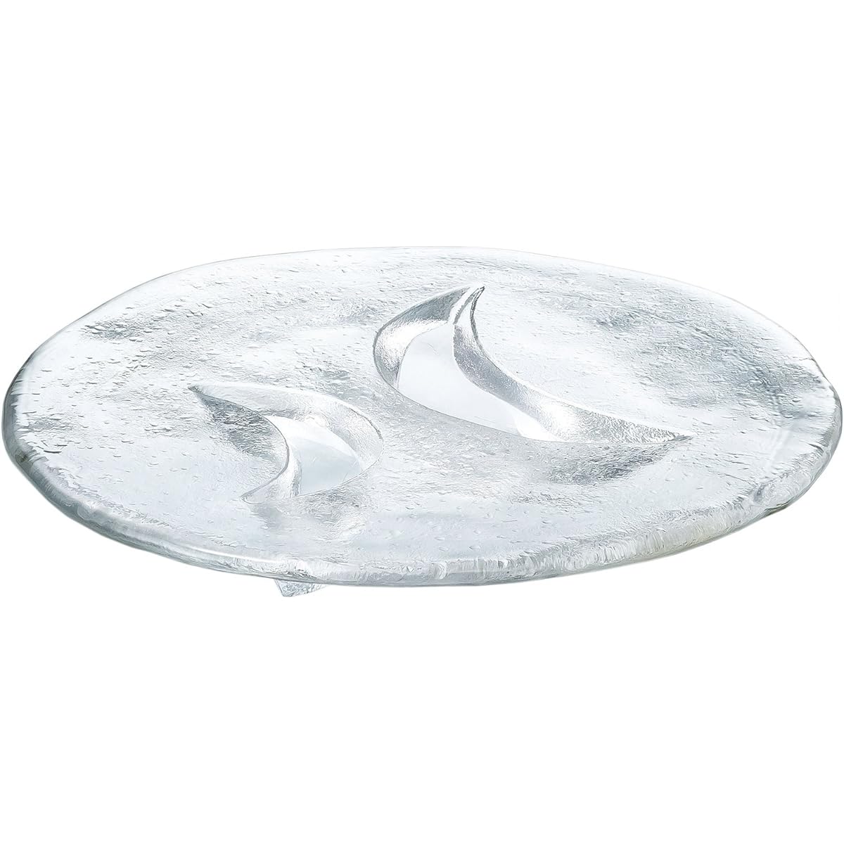Toyo Sasaki Glass Plate Evening Moon-shaped Takadai Platter Large 28cm 40296