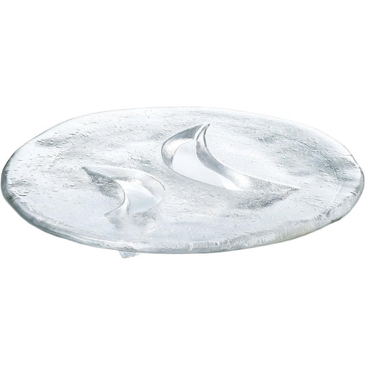 Toyo Sasaki Glass Plate Evening Moon-shaped Takadai Platter Large 28cm 40296