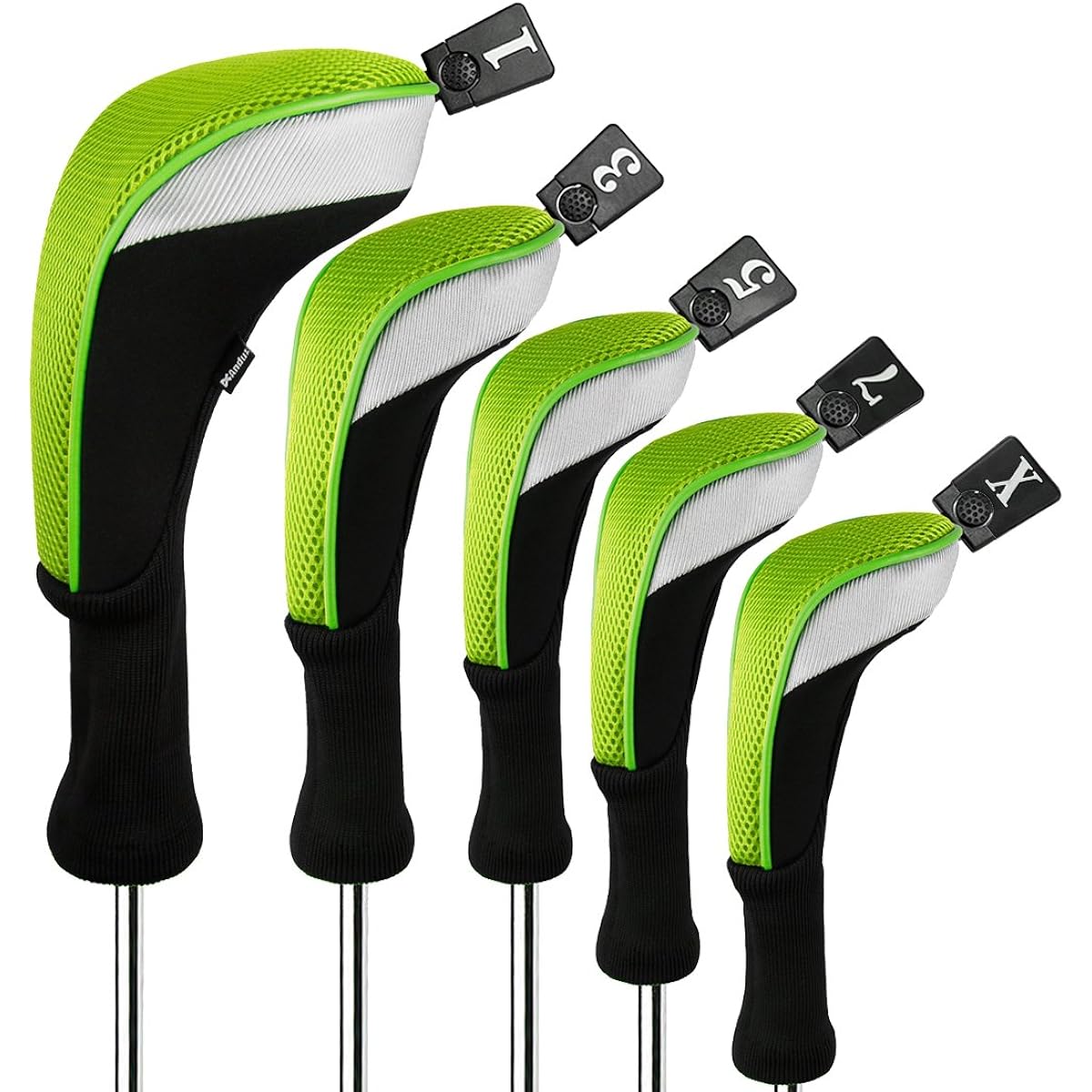 Andux Golf Wood Driver Head Cover Long Neck Set of 5 Compatible with 460cc MT/MG34