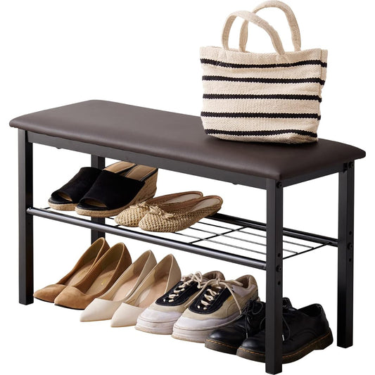 Hagiwara Entrance Bench with Storage Shelf, Easy to Assemble, Stylish, Width 81 Depth 28 Height 45, Black, 1 Unit VB-7937BK