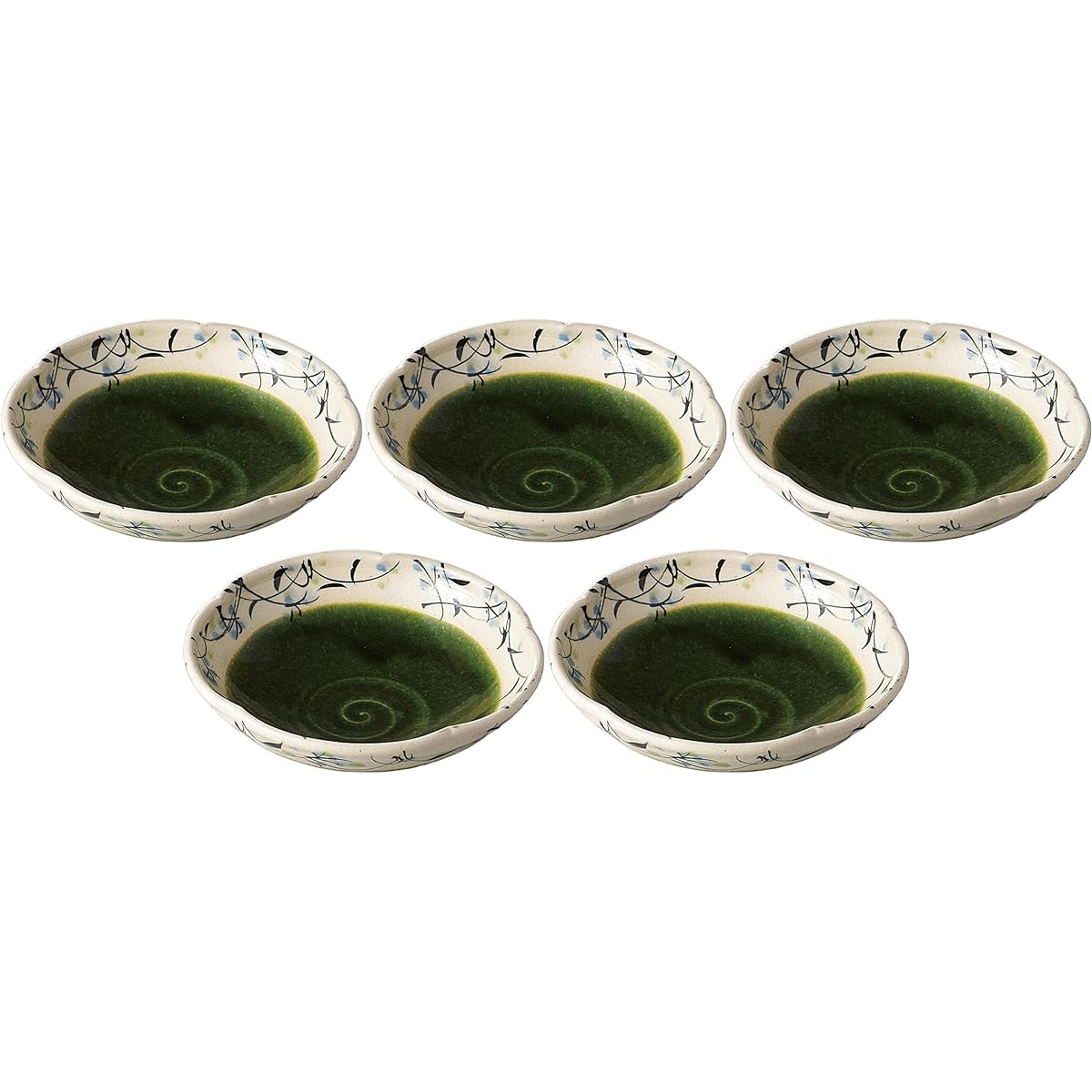 Set of 5 Oribe flower wreath 5.0 pot [17.2 x 5.1cm] Earthenware [Mukou]