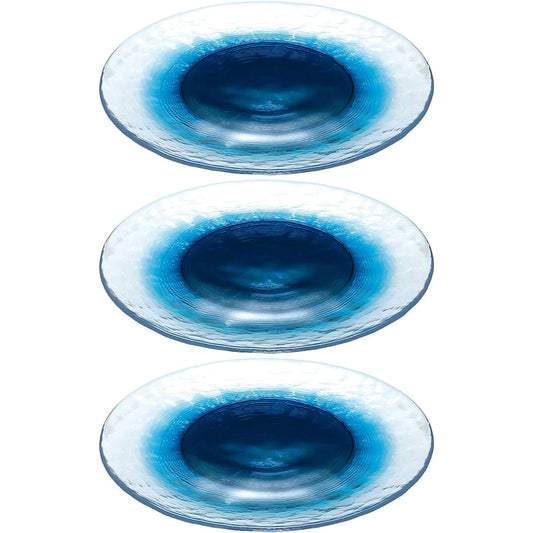 Toyo Sasaki Glass Plate FUTAE Blue Approx. φ24 x 1.4cm 46068WSHB 3 pieces