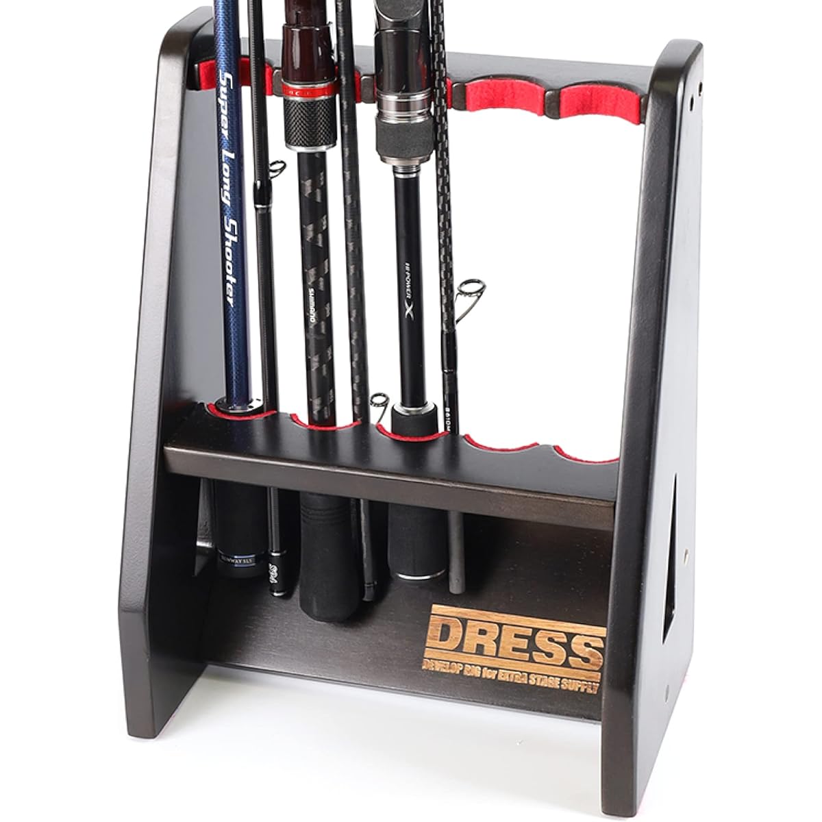 [DRESS] Wooden Rod Stand Compact Rod Holder Appreciation Storage Rod Case Rod Holder Rod Shelf Dark Brown