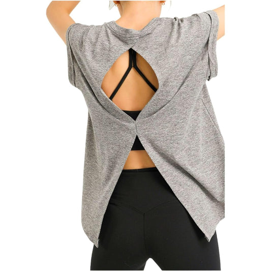 [Cenote Rico] [Attractive Back Style] Yoga Wear, Body Covering, Women's Tops, Short Sleeves, Long Length, Sweat Absorbent, Quick Drying, Pilates, Hot Yoga [Comfortable Smooth Fabric] [Praised Wear]