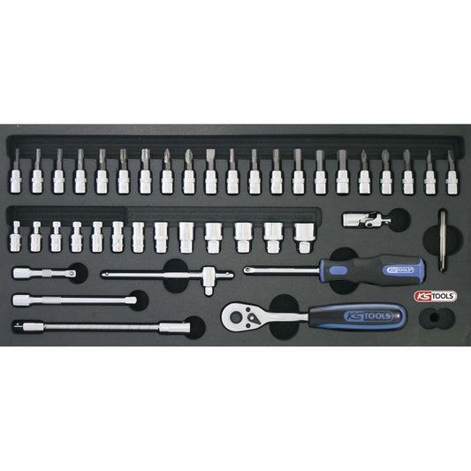 KS TOOLS CHROMEplus socket set 1/4" 46 pcs 1/3 system insert CHROMEplus socket set 1/4" 46 pcs 1/3 system insert 818.1301