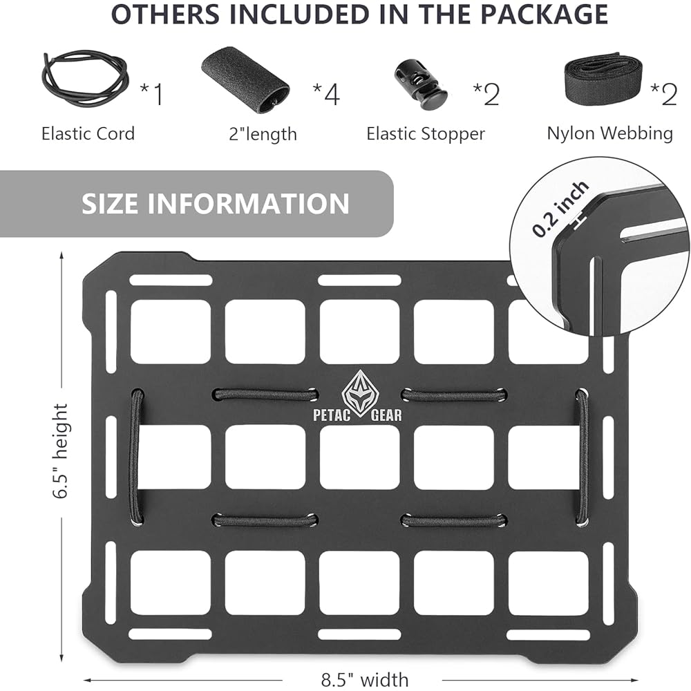 PETAC GEAR Rigid MOLLE Panel Car Headrest Organizer Track Mount Panel Tactical Gear Dark Earth