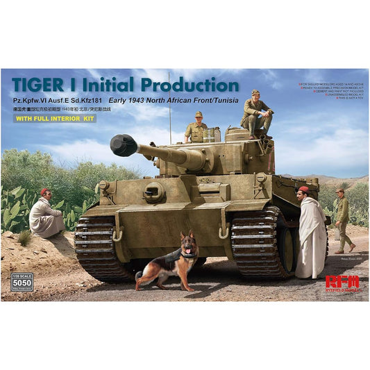 Ryfield Model 1/35 German Army Tiger 1 Heavy Tank Very Early Type Early 1943 North African Front/Tunisia w/Full Interior Plastic Model RFM5050