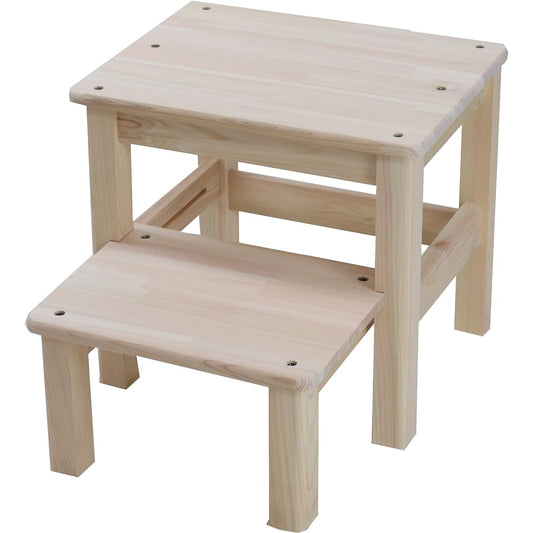 [Kodai] Wooden Stepstool [Load Capacity 100kg] Made in Japan 2 Tier Hinoki Step Stand Entrance Children 44 x 40 x 35 cm Noren Stand H Shape 330388 Wood