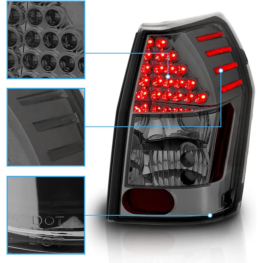 AMERILITE Smoke LED replacement Brake Tail Lightset 05-08 Dodge Magnum's passenger seat and driver's seat side