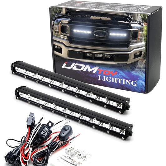 IJDMTOY Front Grill LED Light Bar Kit FORD F150 XL XLT 36W Slim High Power LED Light Bar Front Gry Installation Bracket on/off -switched wiring kit