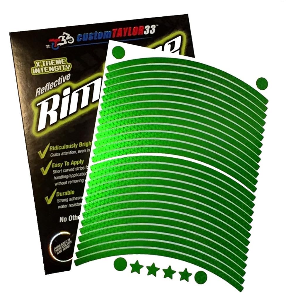 New Special Edition Lime Green High Intensity Grade Reflective Copyrighted Safety Rim Tapes, 17" (Rim Size for Most SportsBikes)