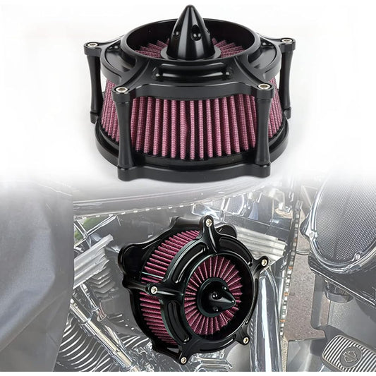 PSLER Motorcycle Turbine Air Filter Cleaner Intake Filter Touring for FLHR Road King FLHX Street Glide FLTR 2008-2016 FLS Softail Slim 2016-2017 (Red)